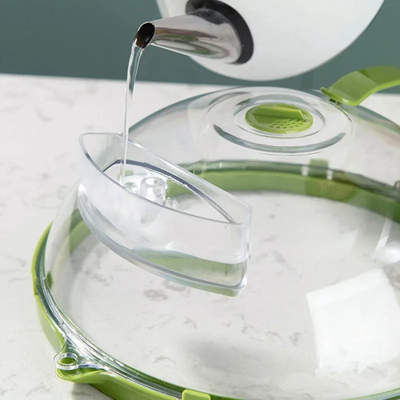 Tampa Anti-Respingos para Microondas Fornos e Geladeira com Dispenser de Água Lenogue Mod. Verde Com Depósito de Água