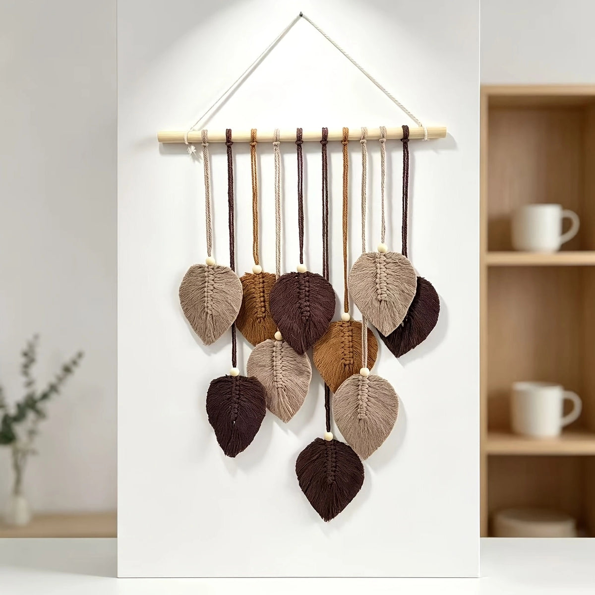 Tapeçaria Boho Macramê Folha Maison Fio Ferrugem Lenogue