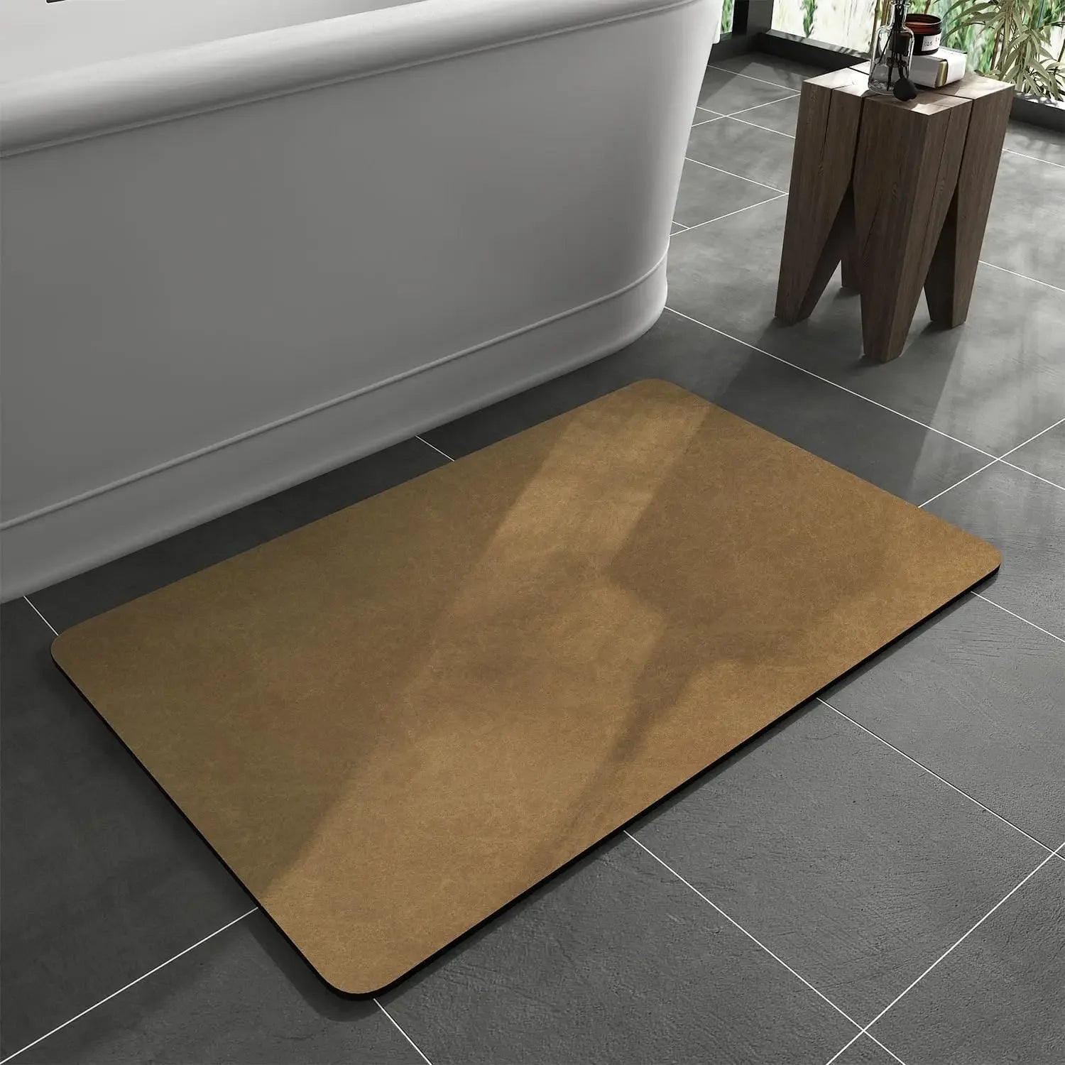 Tapete Absorvente Antiderrapante de Banheiro em Diatomita para Piso Lenogue Mostarda / 40 x 60 Cm
