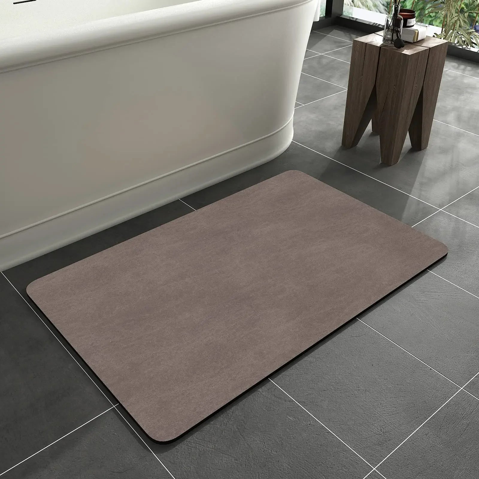 Tapete Absorvente Antiderrapante de Banheiro em Diatomita para Piso Lenogue Marrom / 40 x 60 Cm