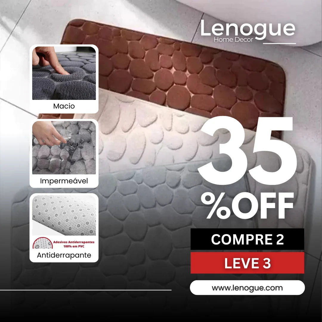 Tapete Antiderrapante Absorvente para Banheiro de Algodão Lenogue Cinza / 40 x 60 Cm / Compre 2 Leve 3