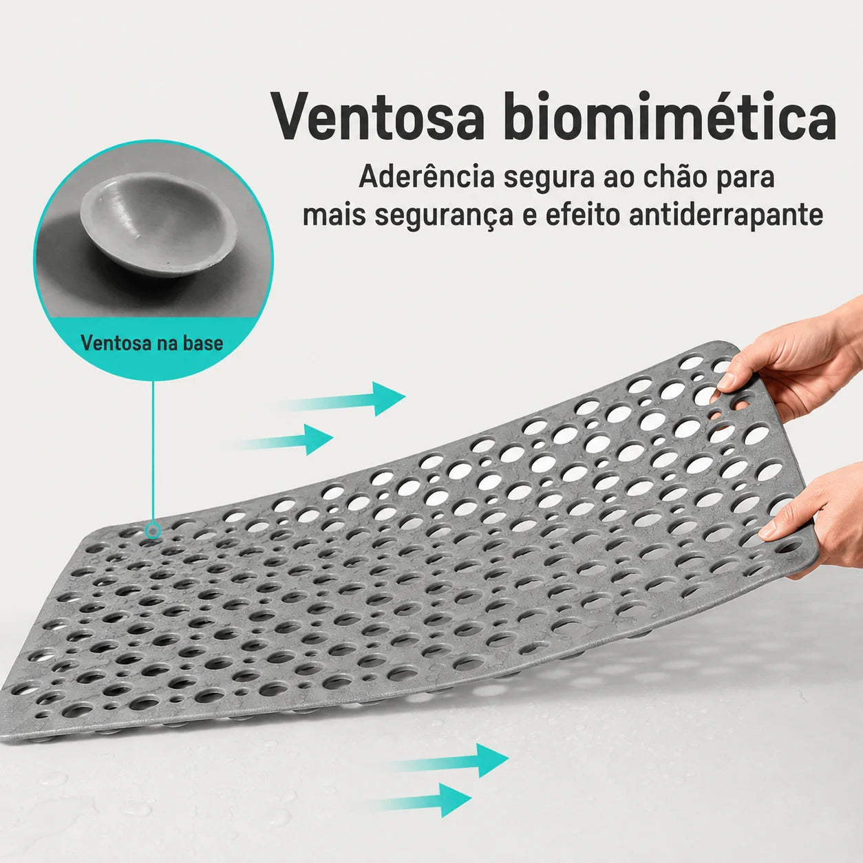 Tapete de Banheiro Confort Polímero Premium Ventosas Drenagem Lenogue