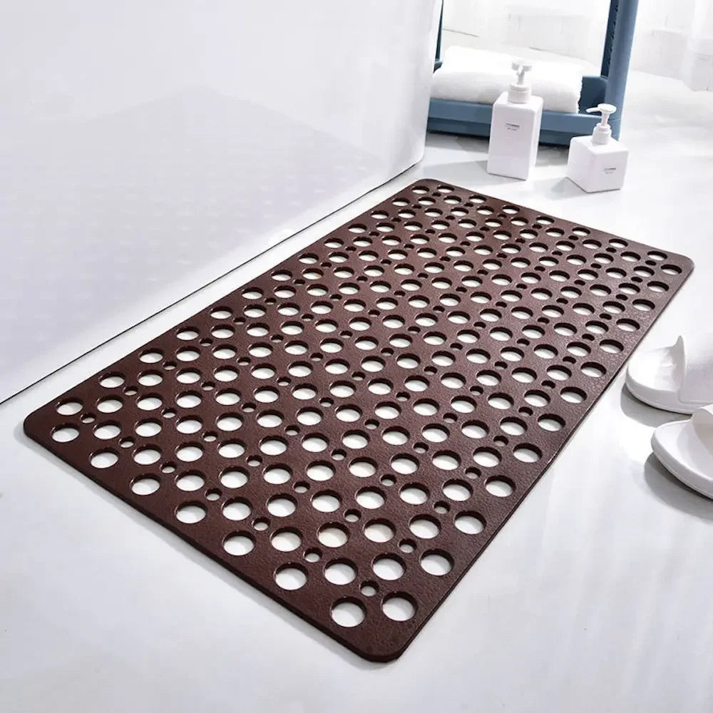 Tapete de Banheiro Confort Polímero Premium Ventosas Drenagem Lenogue Marrom / 43 x 75 Cm