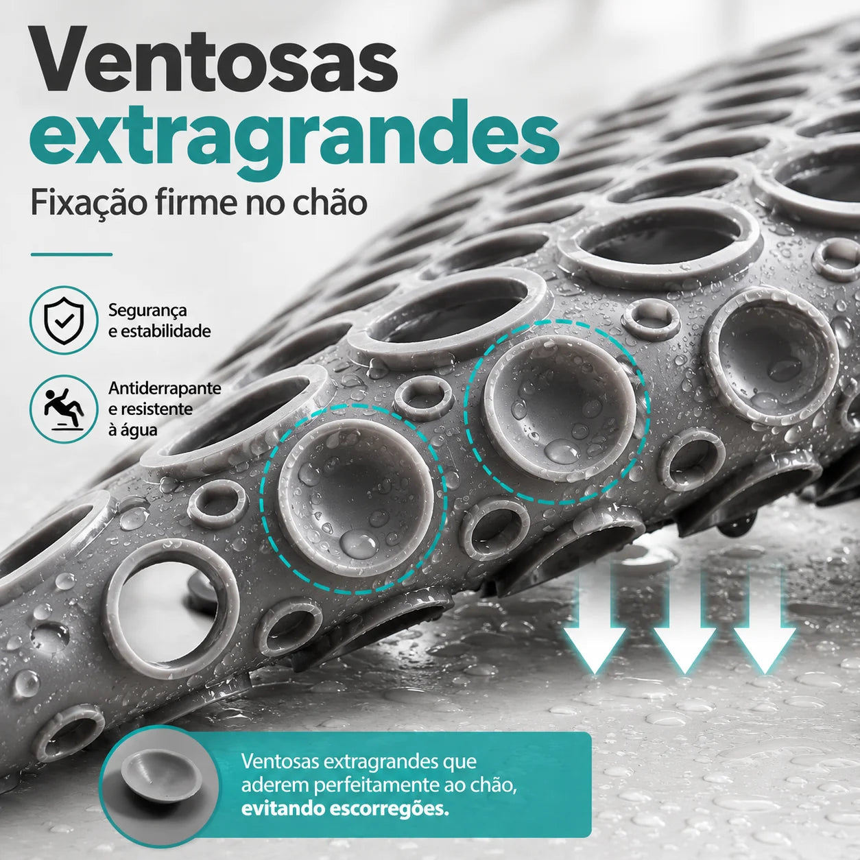 Tapete de Banheiro Confort Polímero Premium Ventosas Drenagem Lenogue