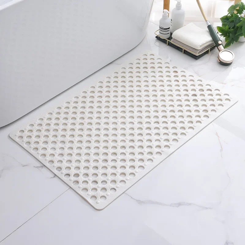 Tapete de Banheiro Confort Polímero Premium Ventosas Drenagem Lenogue Branco / 43 x 75 Cm
