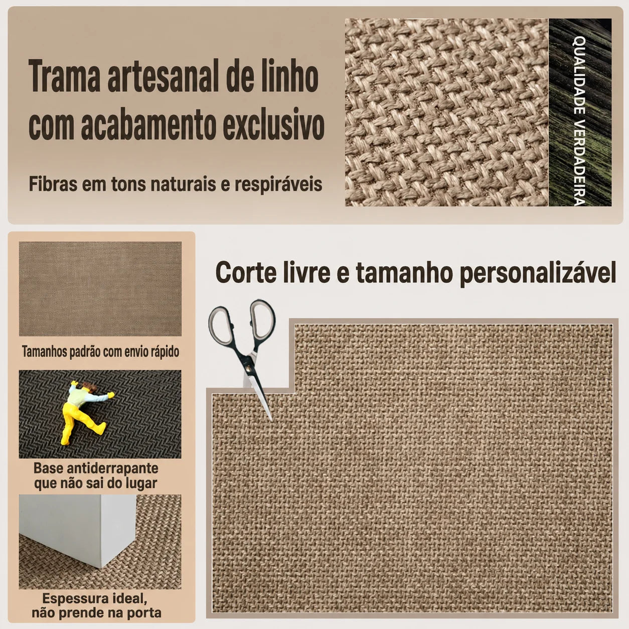 Tapete de Cozinha Confort Linho Antiderrapante Absorvente Lenogue