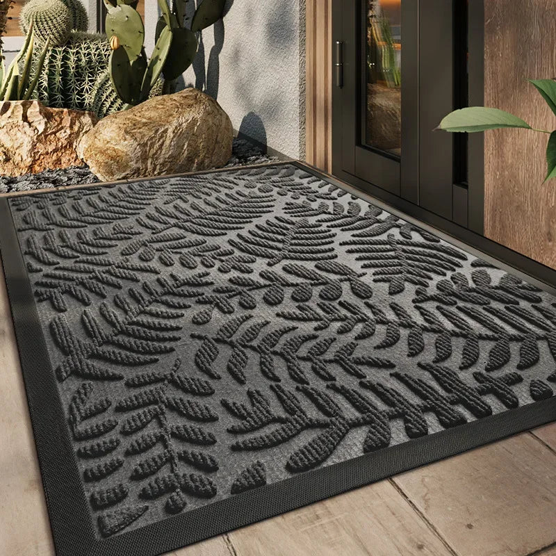 Tapete Entrée Borracha Natural Relevo Antiderrapante Lenogue Cinza / 43 x 75cm
