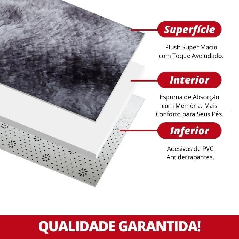 Tapete Felpudo Liso Creme Antiderrapante para Sala e Quarto Lenogue