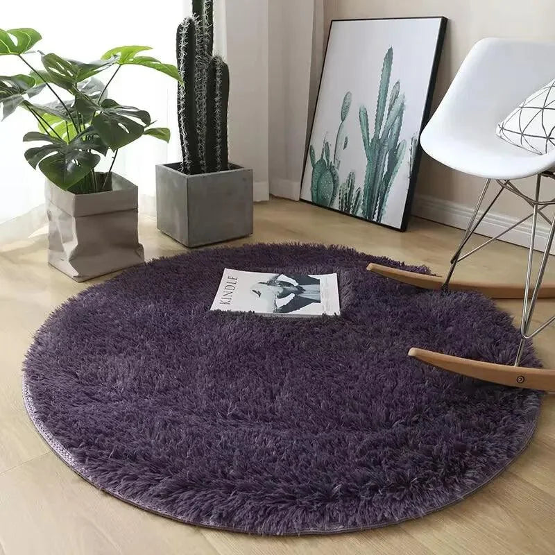 Tapete Felpudo Redondo Antiderrapante para Sala e Quarto Lenogue Roxo Cinzento / 100 Cm Diâmetro