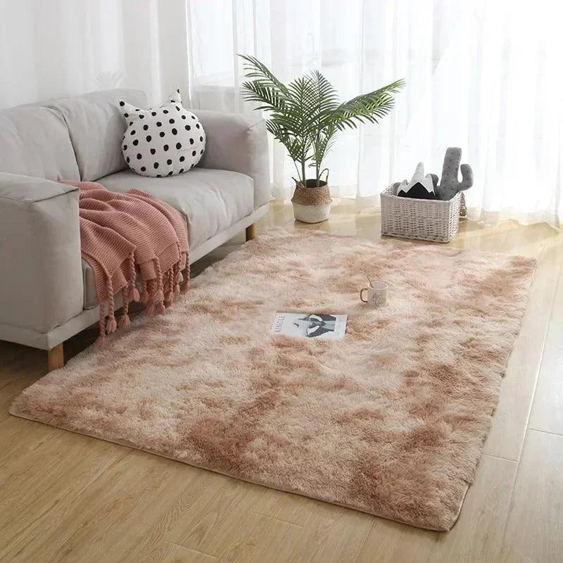 Tapete Felpudo Tie-dye Retangular para Decoração Moderna Lenogue Gradiente Bege / 100 x 200 Cm
