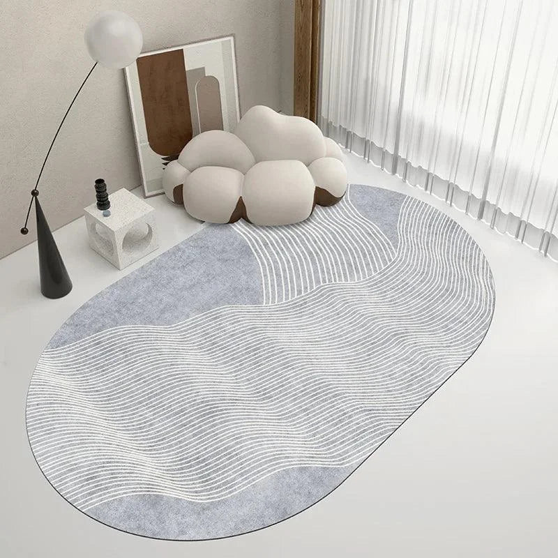 Tapete Irregular para Sala e Quarto Plush Macio Oval Lenogue