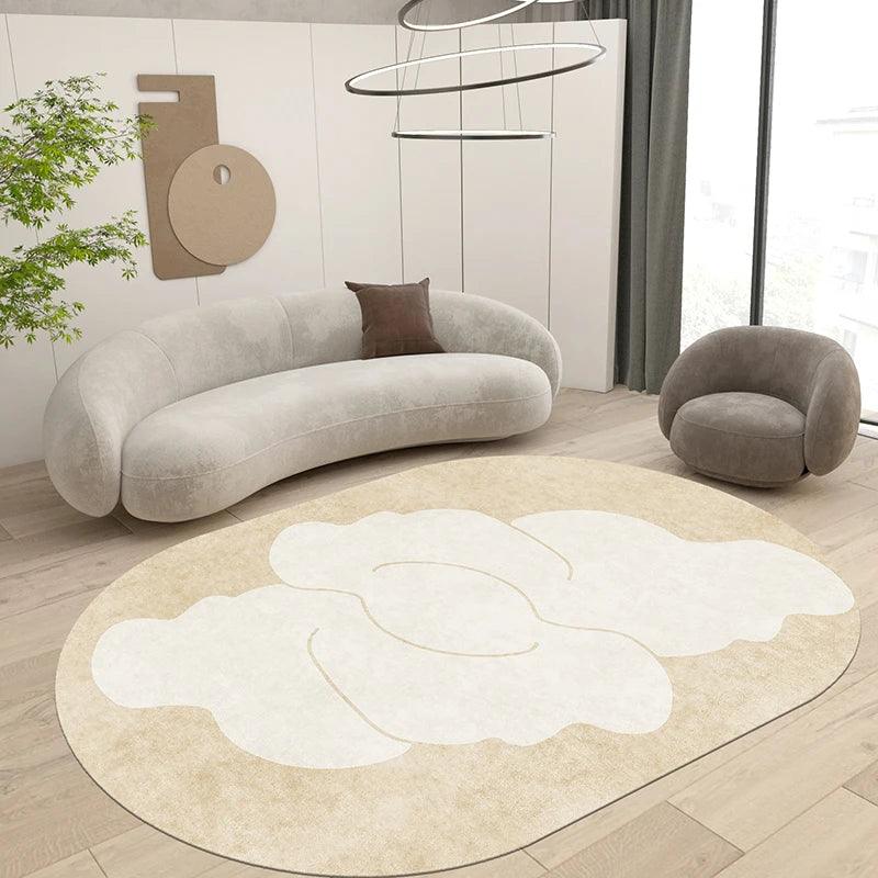 Tapete Irregular para Sala e Quarto Plush Macio Oval Lenogue