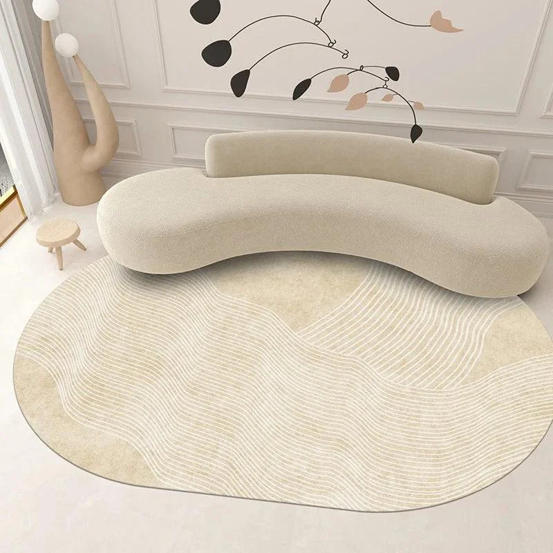 Tapete Irregular para Sala e Quarto Plush Macio Oval Lenogue