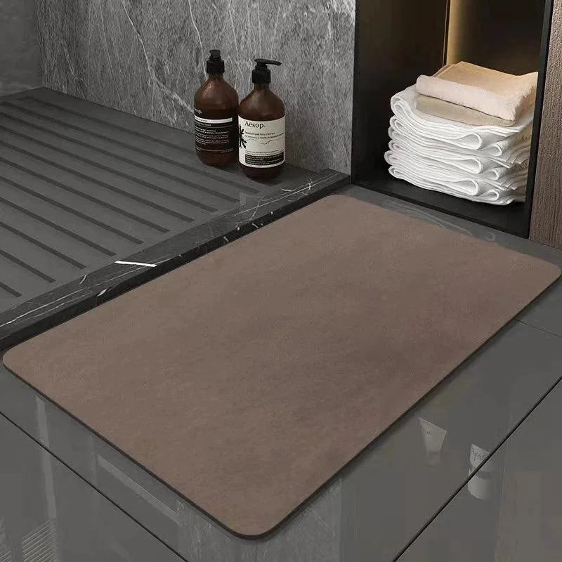 Tapete Moderno Absorvente Antiderrapante para Banheiro Lenogue Marrom Retangular / 40x60 Cm