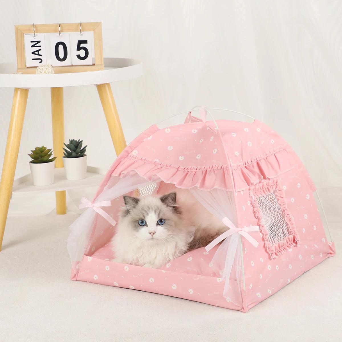 Tenda com Almofada Quente de Cama para Gatos Lenogue