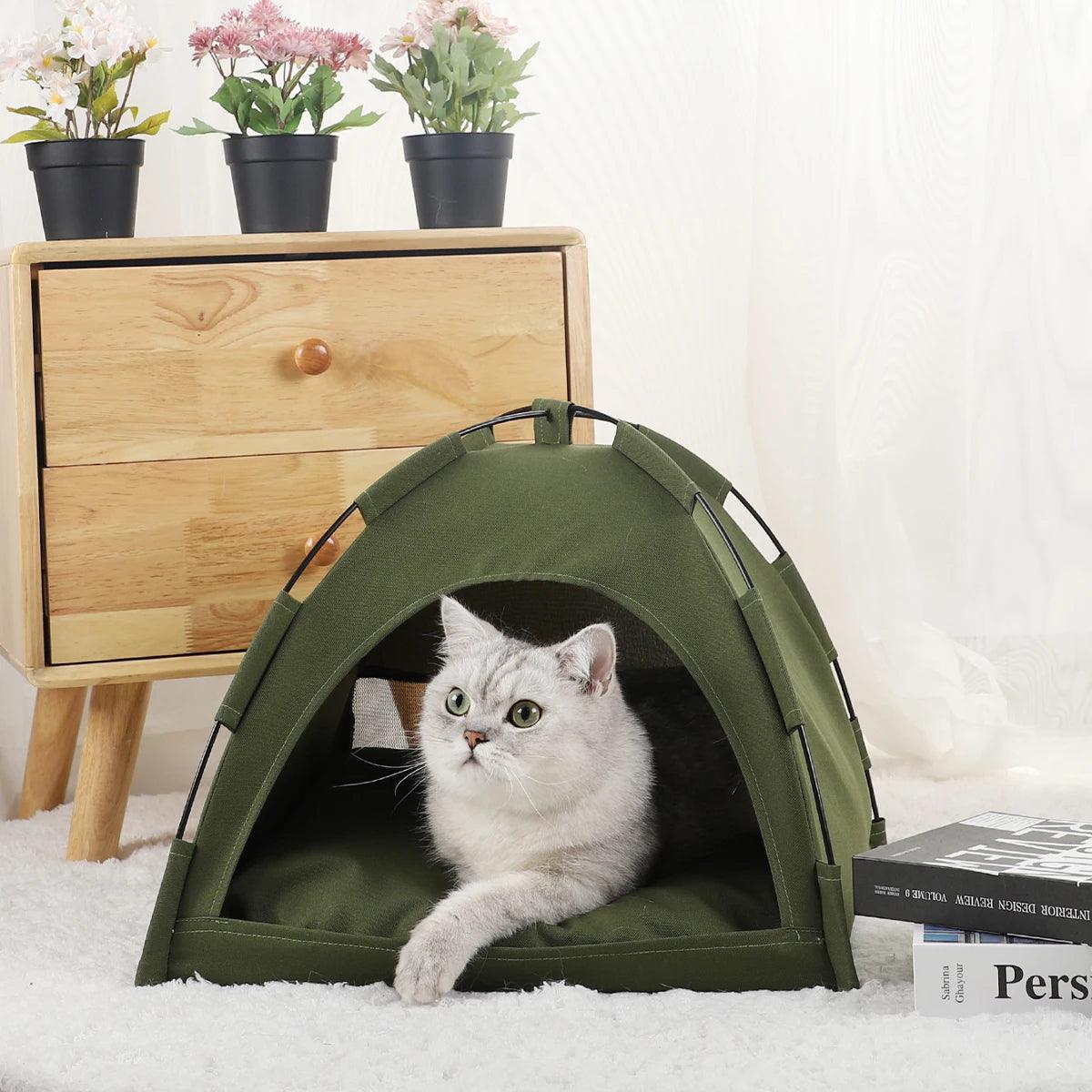 Tenda com Almofada Quente de Cama para Gatos Lenogue