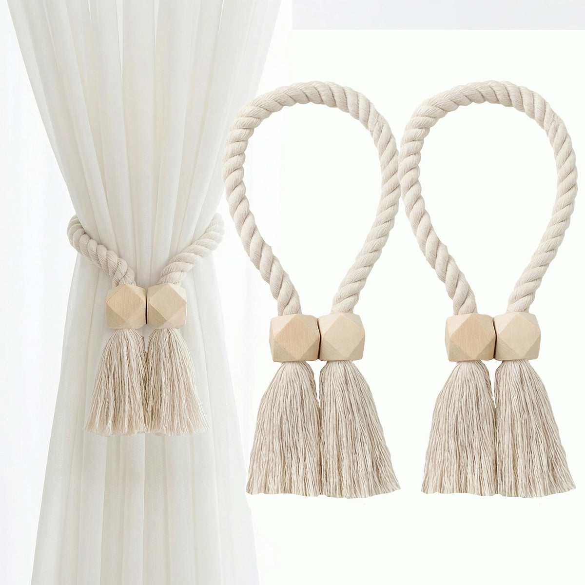 Tira de Cortina Maison Boho Madeira com Fixação Magnética Lenogue