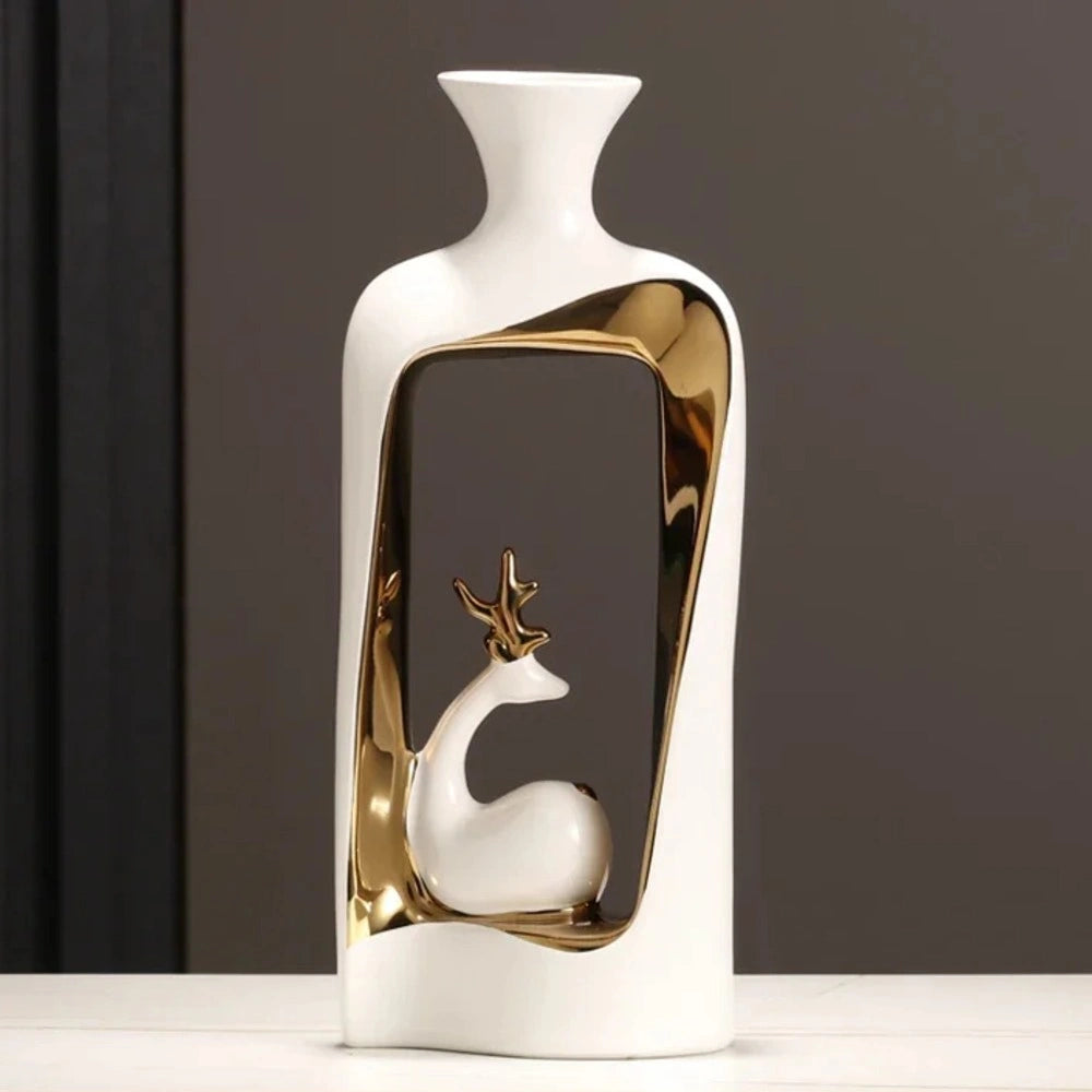 Vaso de Cerâmica Confort Design Moderno Artesanal Lenogue Branco (Mod. A)