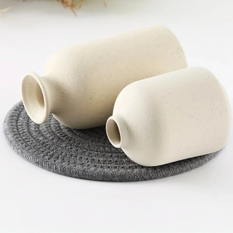 Vasos Decorativos Cerâmica Rústica para Sala e Escritório 3 Peças Lenogue